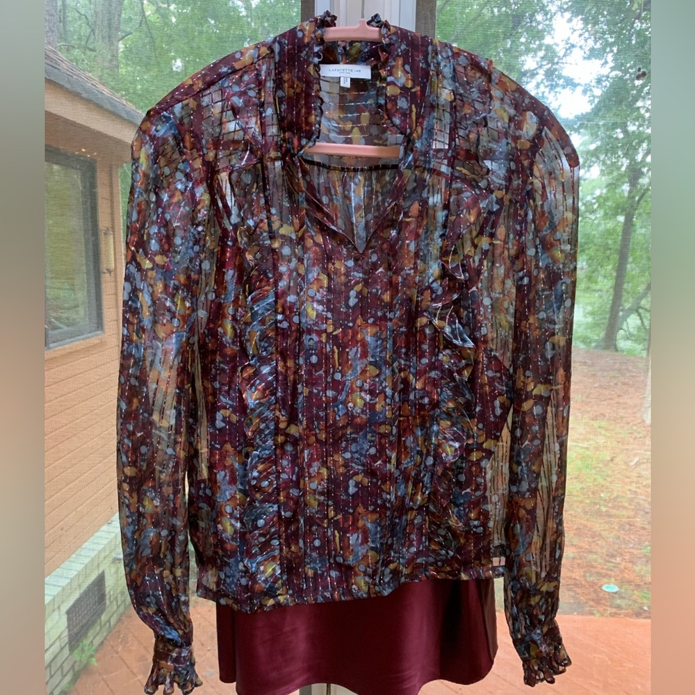 Lafayette 148 Harlan ruffle blouse